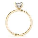 Emerald Solitaire Ring with Hidden Halo Accent - Free Chérie Diamonds