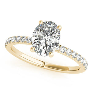 Grace Oval Engagement Ring with Pavé Band and Hidden Halo - Free Chérie Diamonds