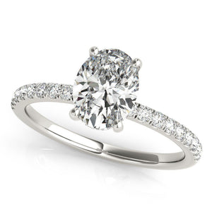 Grace Oval Engagement Ring with Pavé Band and Hidden Halo - Free Chérie Diamonds