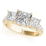 Three Stone Princess - Cut Engagement Ring - Free Chérie Diamonds