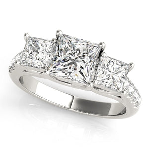 Three Stone Princess - Cut Engagement Ring - Free Chérie Diamonds