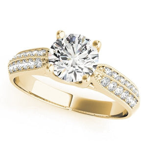 Vintage - Inspired Lab Diamond Ring with Round Center and Milgrain - Free Chérie Diamonds