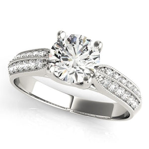 Vintage - Inspired Lab Diamond Ring with Round Center and Milgrain - Free Chérie Diamonds
