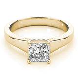 Princess Cut Solitaire Ring with Crossover Hidden Halo - Free Chérie Diamonds