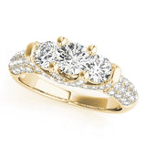 Three - Stone Pave Engagement Ring - Free Chérie Diamonds