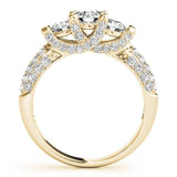 Three - Stone Pave Engagement Ring - Free Chérie Diamonds