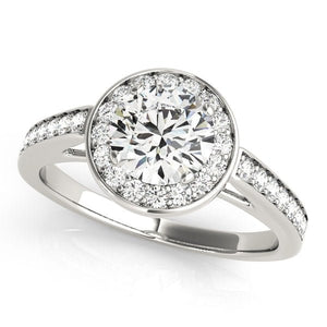 Bezel Halo Cathedral Engagement Ring - Free Chérie Diamonds