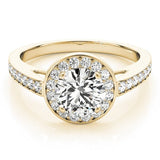 Bezel Halo Cathedral Engagement Ring - Free Chérie Diamonds