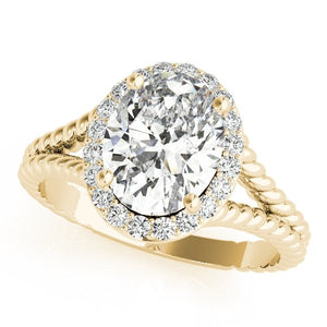 Oval Twist Setting Halo Engagement Ring - Free Chérie Diamonds