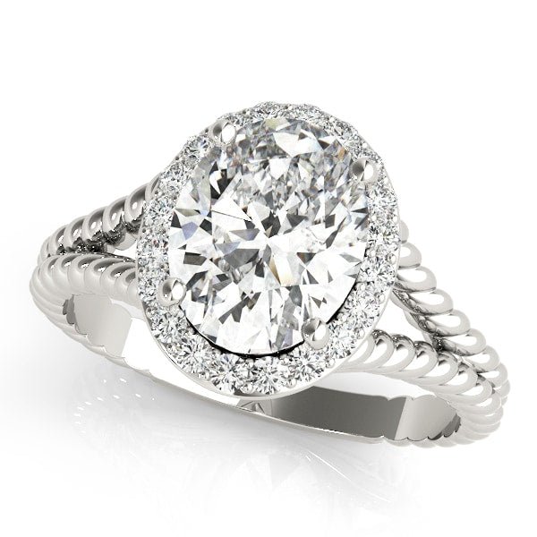 Oval Twist Setting Halo Engagement Ring - Free Chérie Diamonds
