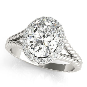 Oval Twist Setting Halo Engagement Ring - Free Chérie Diamonds