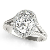 Oval Twist Setting Halo Engagement Ring - Free Chérie Diamonds