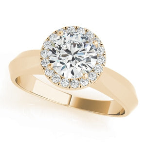 V - Prong Round Halo Engagement Ring - Free Chérie Diamonds