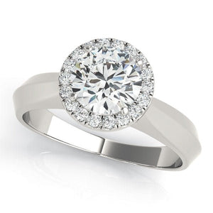 V - Prong Round Halo Engagement Ring - Free Chérie Diamonds