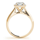 V - Prong Round Halo Engagement Ring - Free Chérie Diamonds