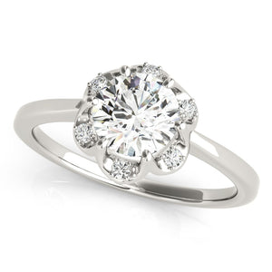 Solitaire Halo Engagement RingFloral Halo Solitaire Ring with Round Diamond - Free Chérie Diamonds