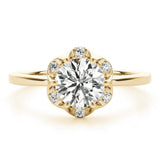 Solitaire Halo Engagement RingFloral Halo Solitaire Ring with Round Diamond - Free Chérie Diamonds