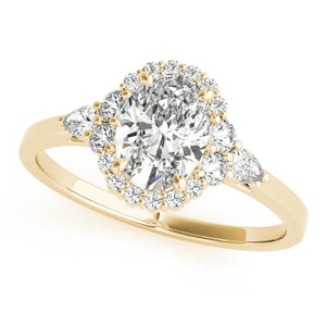 Three - Stone Oval Halo Engagement Ring - Free Chérie Diamonds