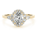 Three - Stone Oval Halo Engagement Ring - Free Chérie Diamonds