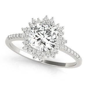 Round Halo Engagement Ring With Side Stones - Free Chérie Diamonds