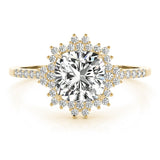 Round Halo Engagement Ring With Side Stones - Free Chérie Diamonds
