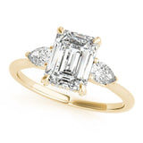 Emerald - Cut Three - Stone Engagement Ring - Free Chérie Diamonds