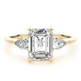Emerald - Cut Three - Stone Engagement Ring - Free Chérie Diamonds