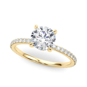 Round Brilliant Pavé Engagement Ring with Hidden Halo - Free Chérie Diamonds
