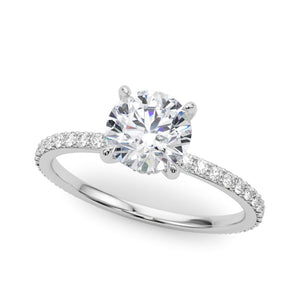 Round Brilliant Pavé Engagement Ring with Hidden Halo - Free Chérie Diamonds