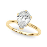 Tulip Basket Pear Solitaire Ring - Free Chérie Diamonds