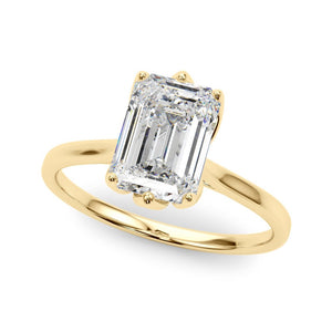 Tulip Basket Emerald Solitaire Ring - Free Chérie Diamonds