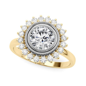 Round Sunflower Halo Engagement Ring - Free Chérie Diamonds