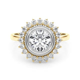 Round Sunflower Halo Engagement Ring - Free Chérie Diamonds