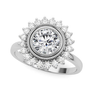 Round Sunflower Halo Engagement Ring - Free Chérie Diamonds