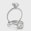 V-Prong Solitaire Hidden Halo Engagement Ring