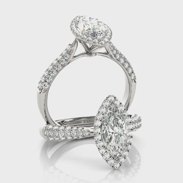 Marquise Pave Halo Engagement Ring