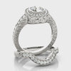 Round Halo Vintage Ring With Side Stones