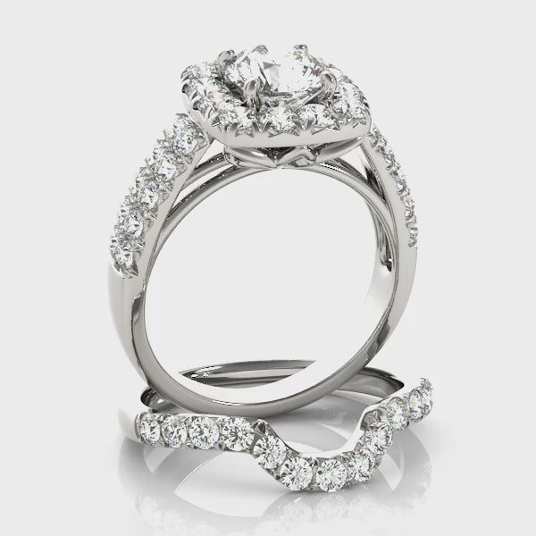 Multirow Halo Engagement Ring