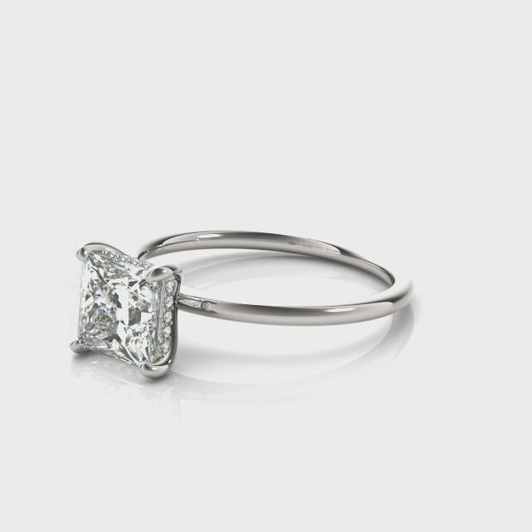 Solitaire Princess-Cut Hidden Halo Ring