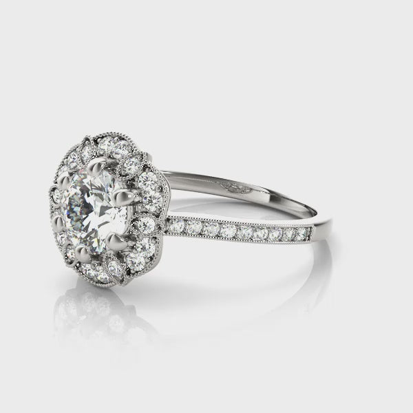 Petal Halo Side Stone Ring