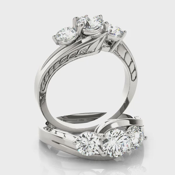 Bypass Three-Stone Engagement Ring