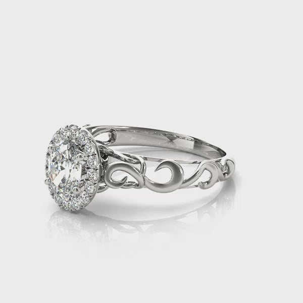 Solitaire Oval Halo Engagement Ring