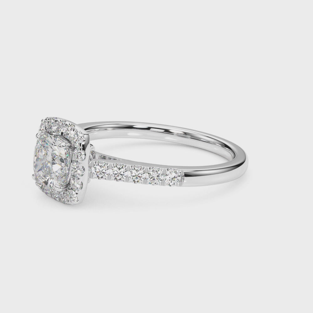Cushion-Cut Halo Engagement Ring