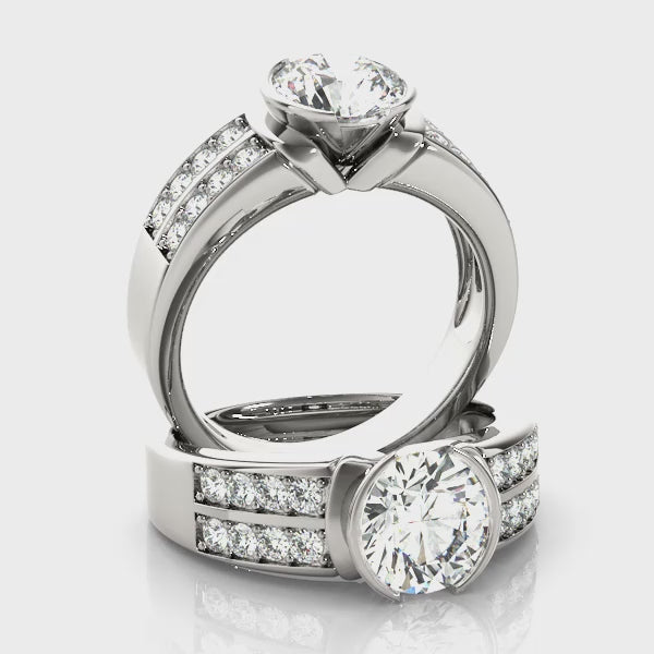 Multirow Round Diamond Engagement Ring