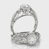 Vintage Halo Engagement Ring With Side Stones