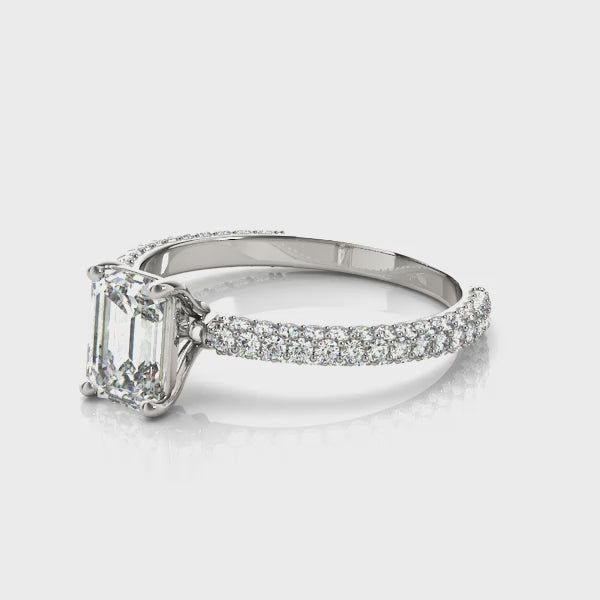 Emerald-Cut Pave Engagement Ring