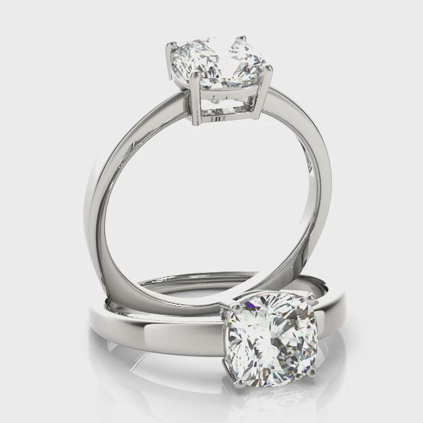 Angled Cushion-Cut Solitaire Engagement Ring
