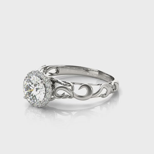Round Halo Vintage Engagement Ring