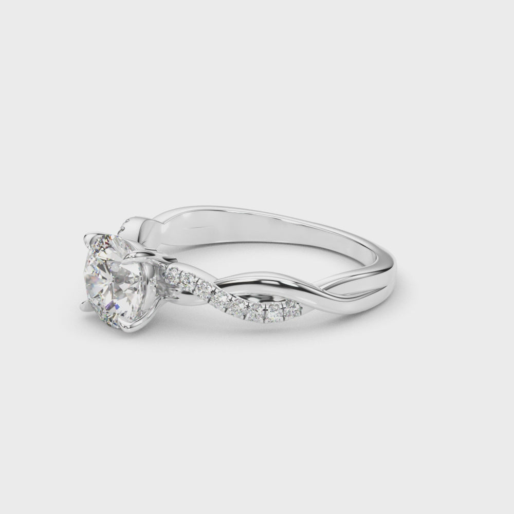 Round Twist Side Stone Engagement Ring