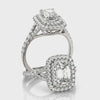 Emerald-Cut Double Halo Engagement Ring